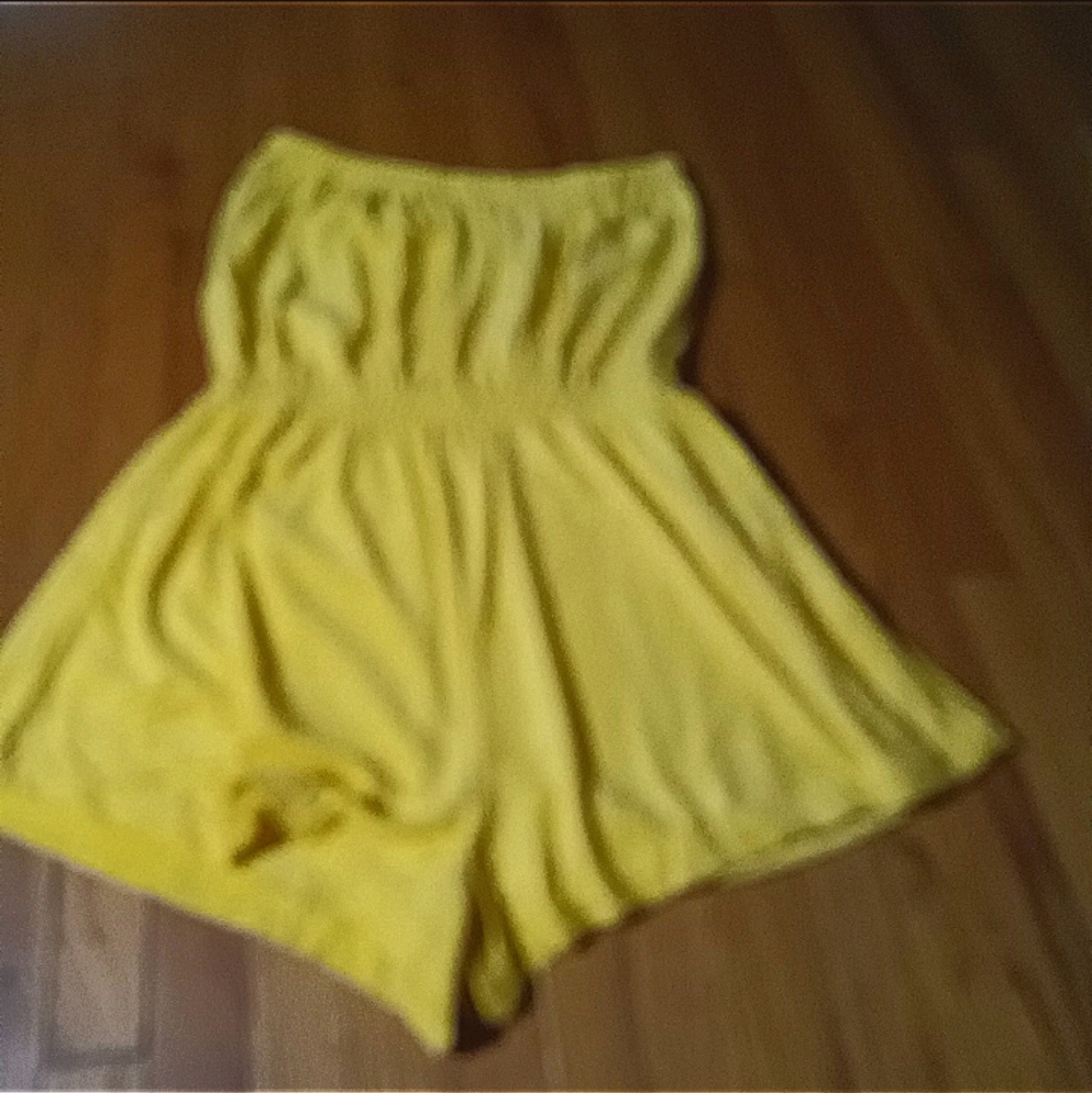 Yellow Strapless Comfy Terry Romper Elastic Waistband